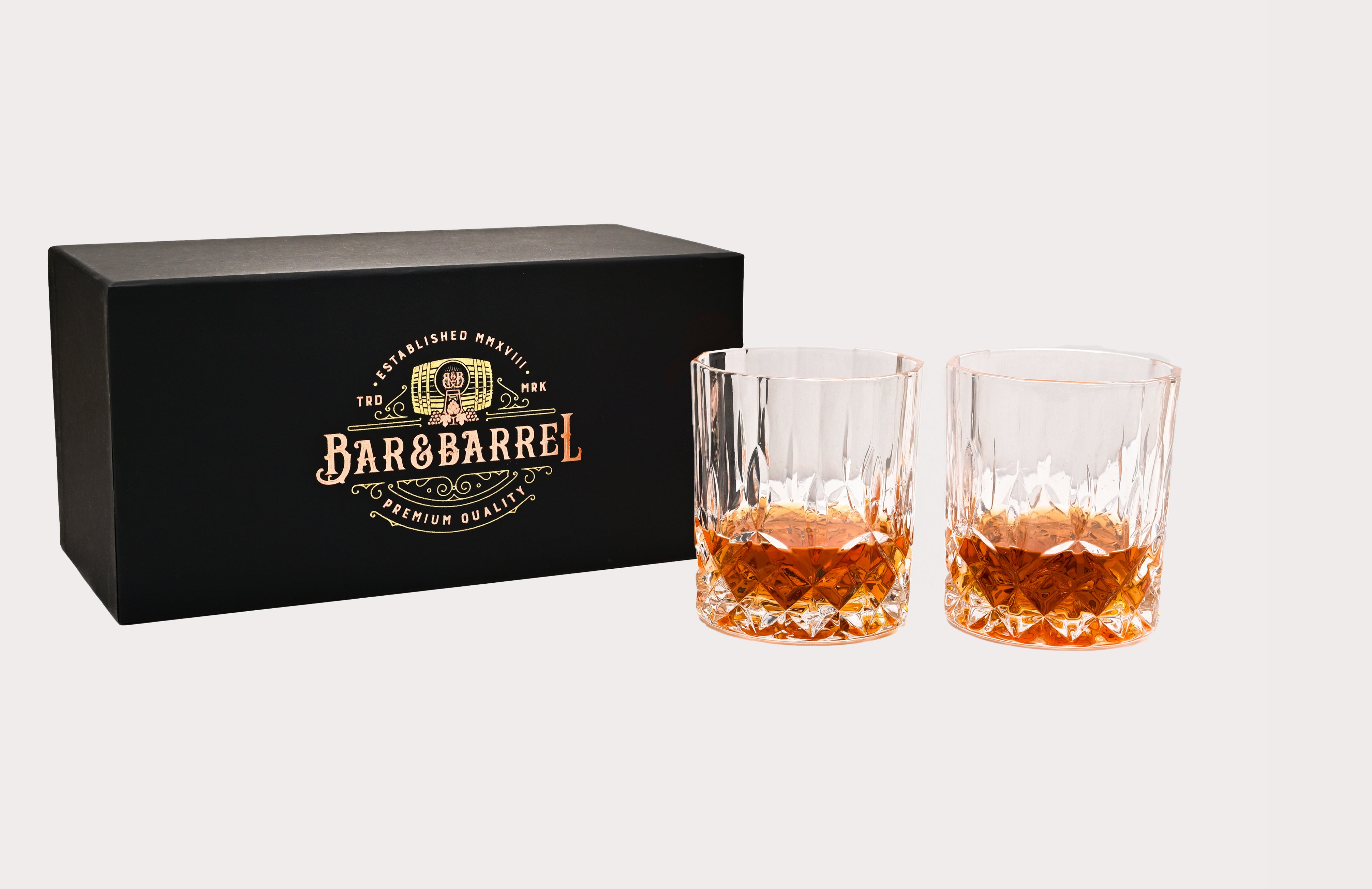 Buy Old Fashioned Whiskey Glass Set of 2, Premium Crystal Twisted