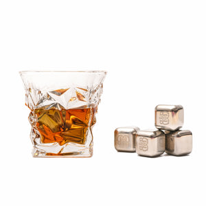 Bar & Barrel - Premium Diamond Cut Crystal Whiskey Glass with Chiller Stones