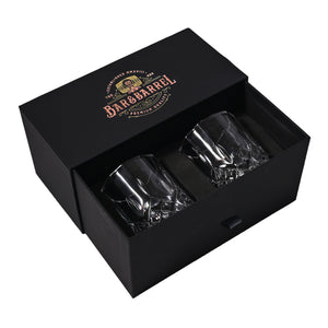 Bar & Barrel - Premium Classic Cut Engraved Crystal Whiskey Glasses Twin Set